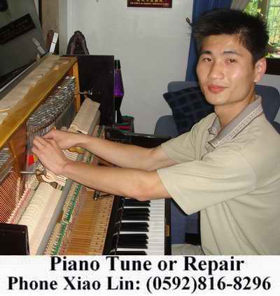 For Piano tuning or repair, phone Mr. Lin (Xiao Lin) at 816 8296