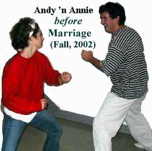 Andy and Annie sparring before marriage, in 2002