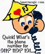 cartoon of me dialing 911 or 119 or ...