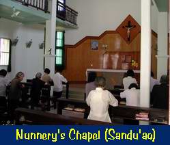 Catholic ladies praying in former American nunnery