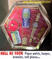 Paper cell phone, watch, and other fine accessories for the most discriminating extinguished ancestor